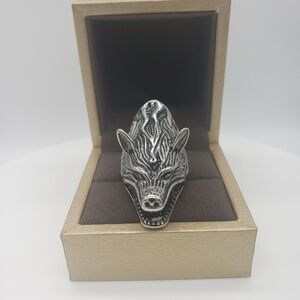945- Handmade Men's Ring Bottle Opener Wolf NWT